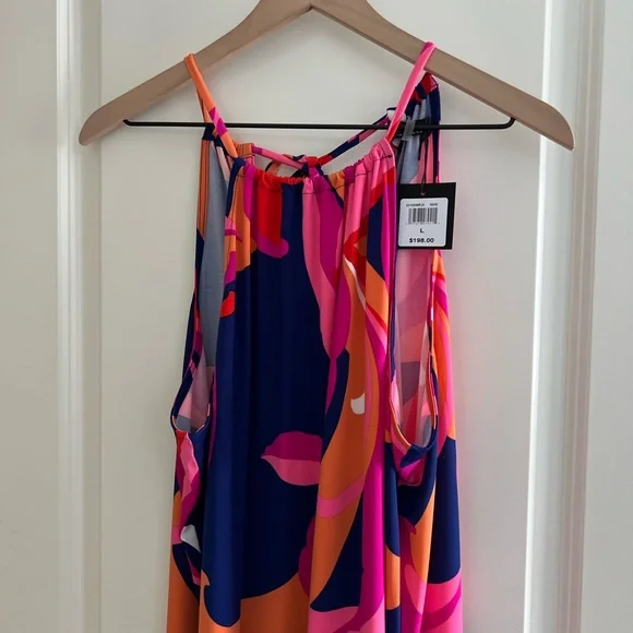 NWT Trina Turk Floral Scroll Halter Maxi Dress Size L - Picture 8 of 10